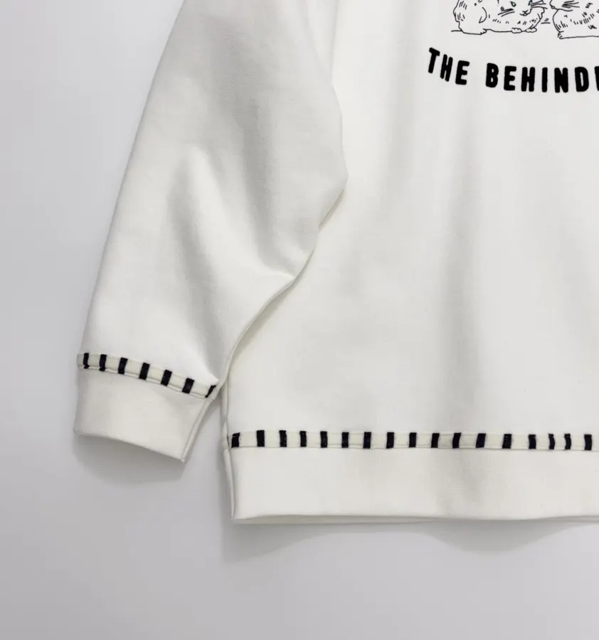 Printed Pure Cotton Crewneck Sweatshirt in Off-White, product view 09