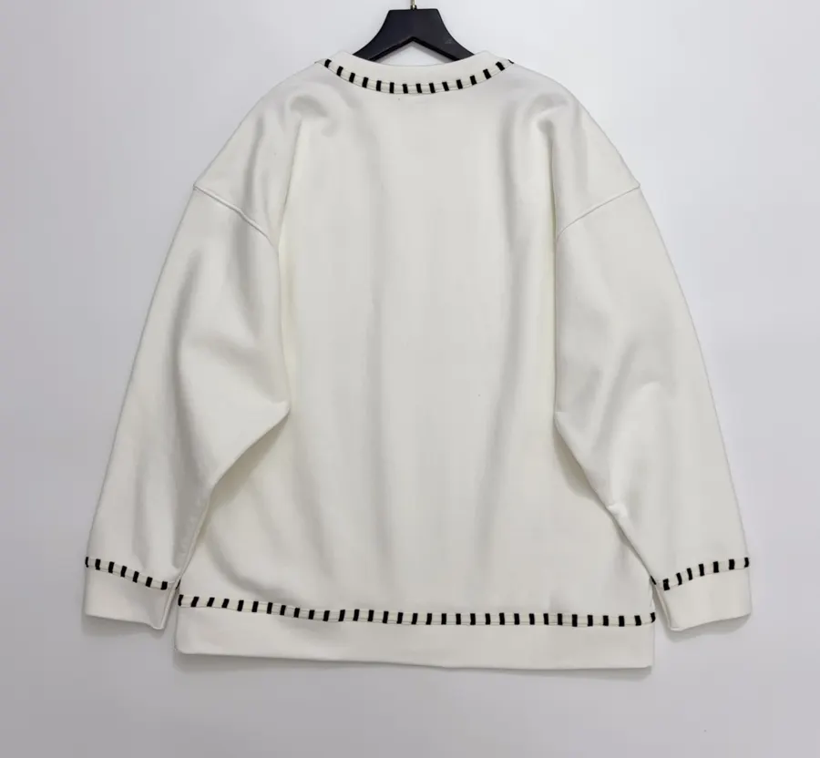 Printed Pure Cotton Crewneck Sweatshirt in Off-White, product view 13