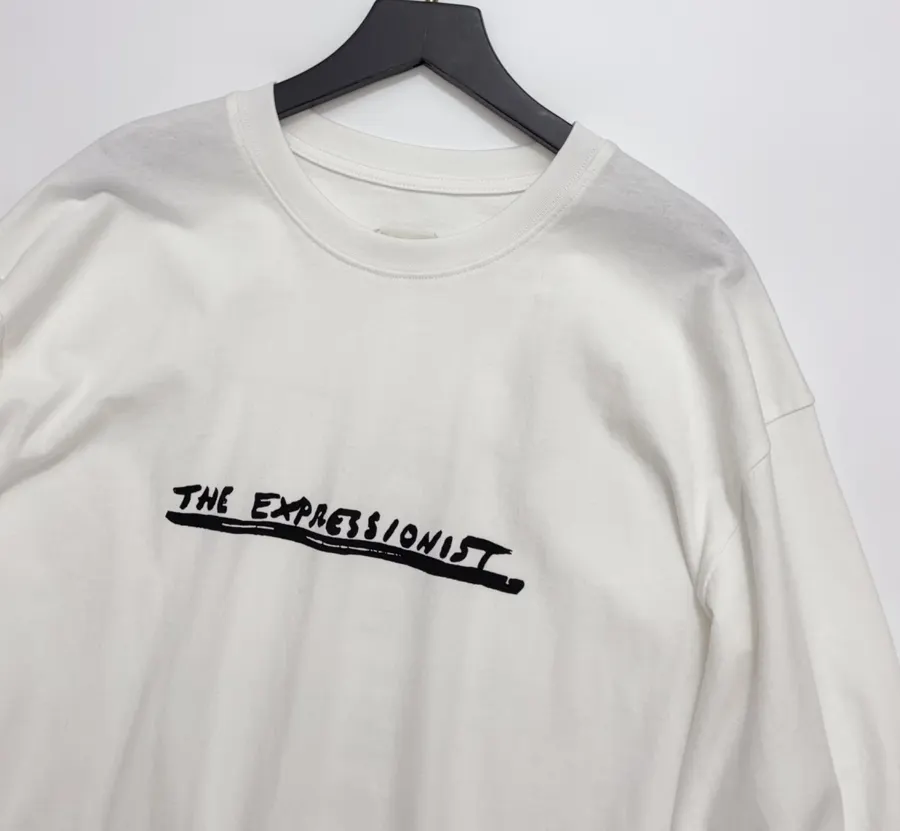Graffiti Letter Crewneck Long-Sleeve T-Shirt Top in White, product view 02