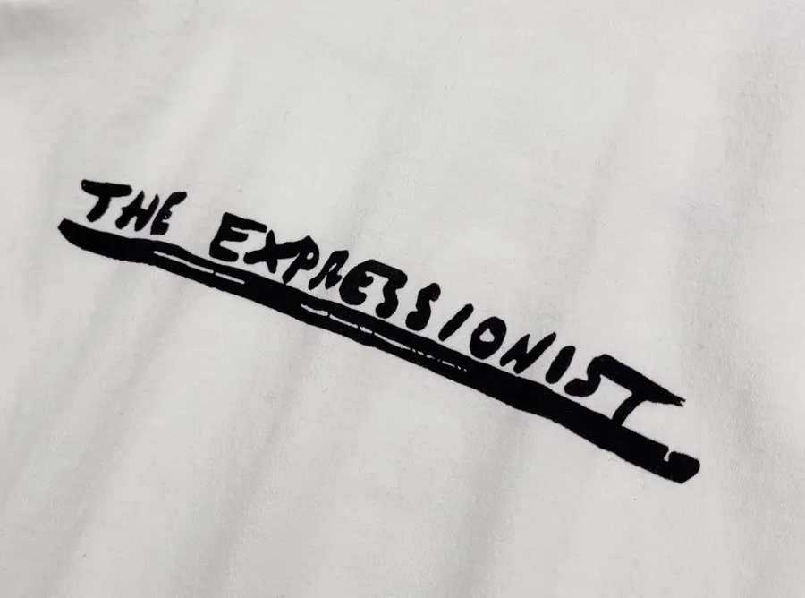 Graffiti Letter Crewneck Long-Sleeve T-Shirt Top in White, product view 05
