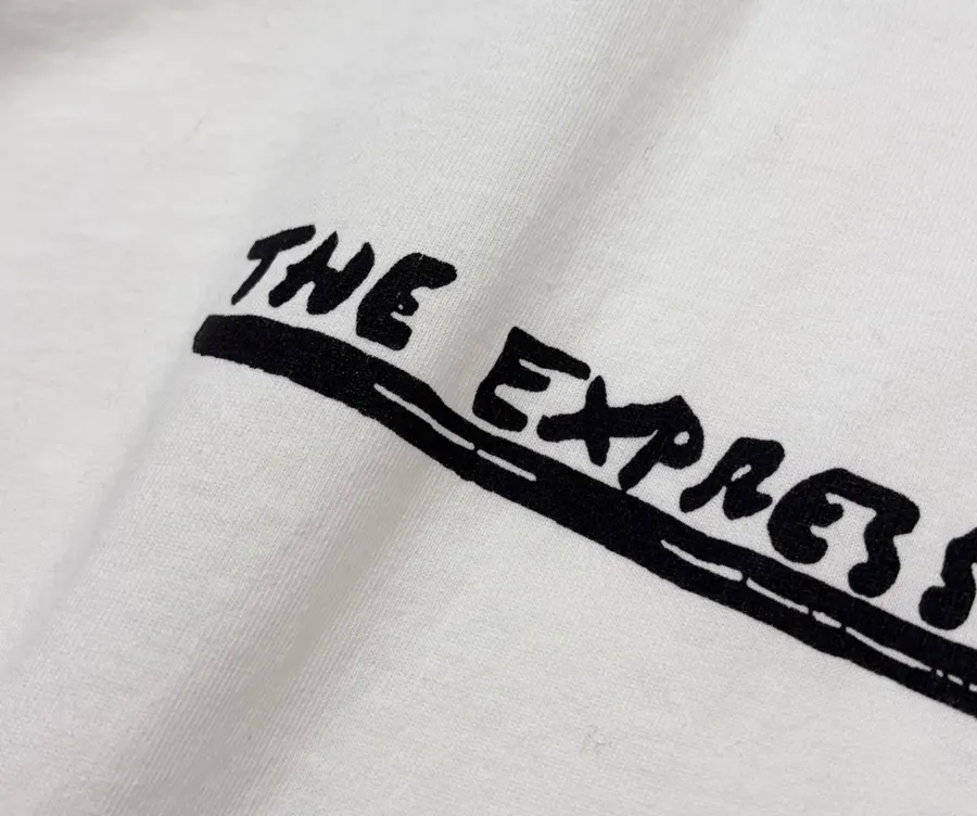 Graffiti Letter Crewneck Long-Sleeve T-Shirt Top in White, product view 06