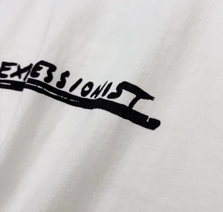 Graffiti Letter Crewneck Long-Sleeve T-Shirt Top in White, product view 07