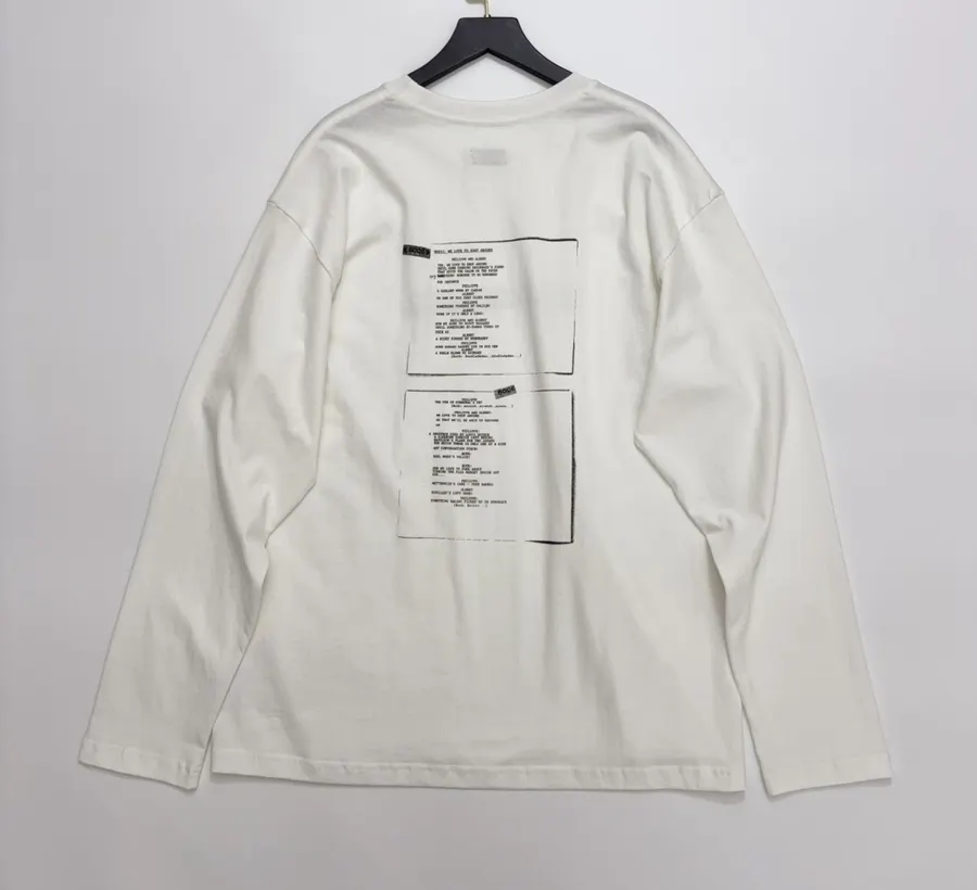 Graffiti Letter Crewneck Long-Sleeve T-Shirt Top in White, product view 14