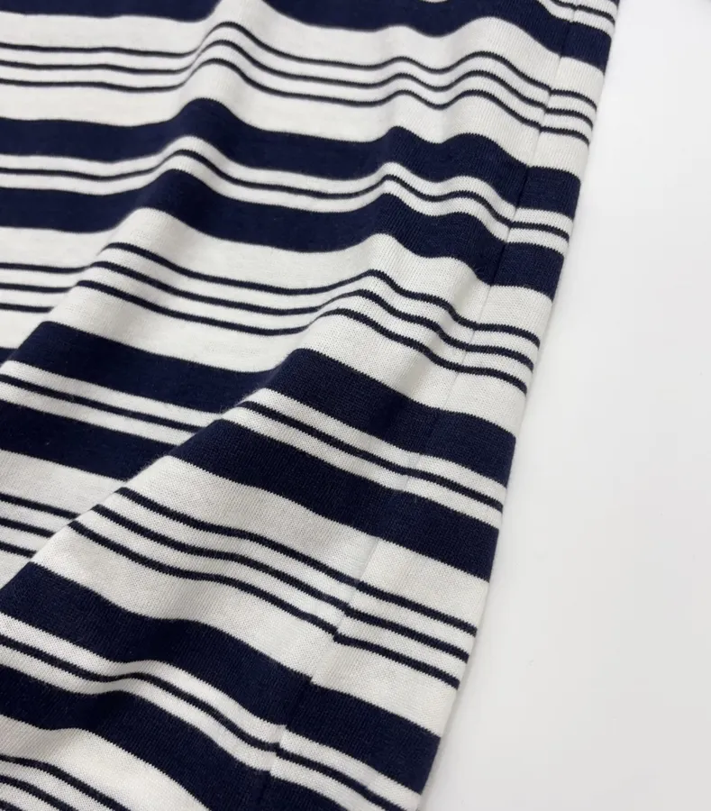 Letter-Print Striped Loose T-Shirt Top in Navy and White, product view 06