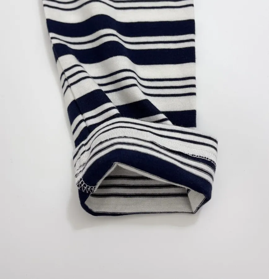 Letter-Print Striped Loose T-Shirt Top in Navy and White, product view 08