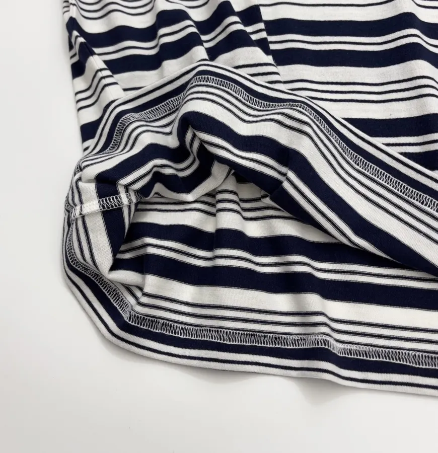 Letter-Print Striped Loose T-Shirt Top in Navy and White, product view 12