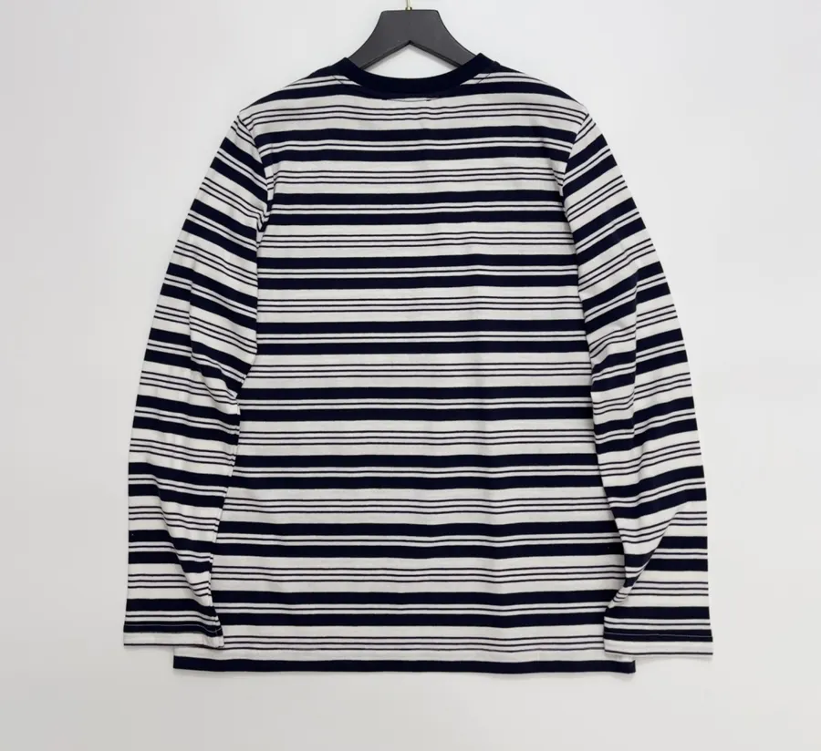 Letter-Print Striped Loose T-Shirt Top in Navy and White, product view 13
