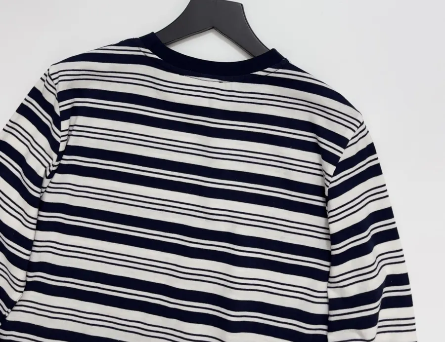 Letter-Print Striped Loose T-Shirt Top in Navy and White, product view 14