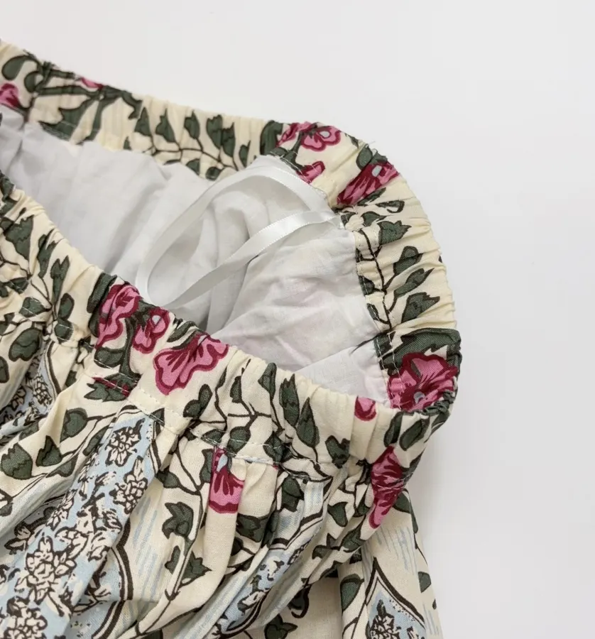 Letter Retro Print Skirt for Women, Elastic Side Tie, Mid-Length in Off-White, product view 05