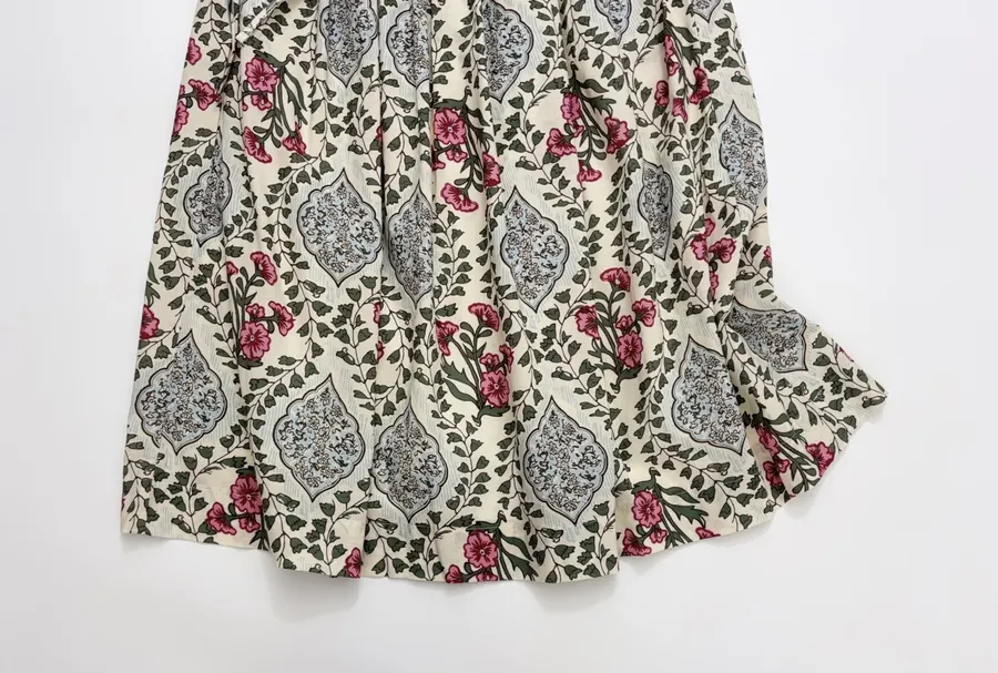 Letter Retro Print Skirt for Women, Elastic Side Tie, Mid-Length in Off-White, product view 07