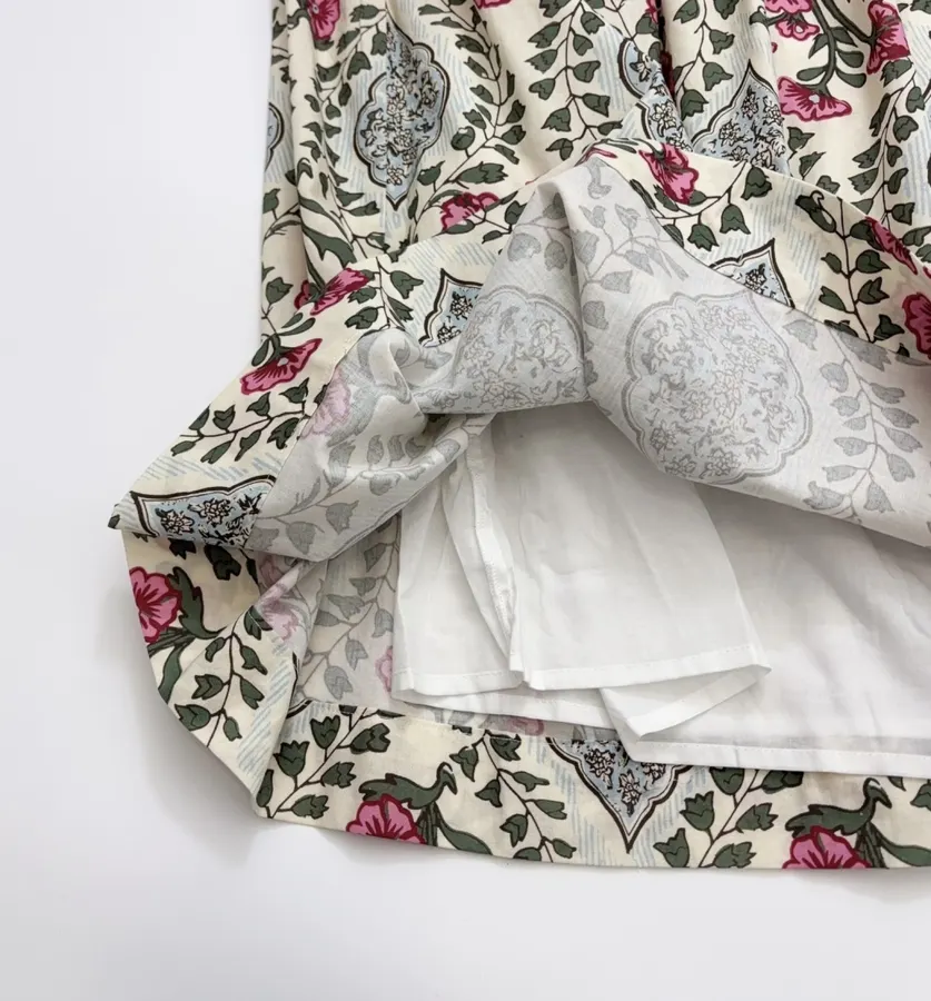 Letter Retro Print Skirt for Women, Elastic Side Tie, Mid-Length in Off-White, product view 11