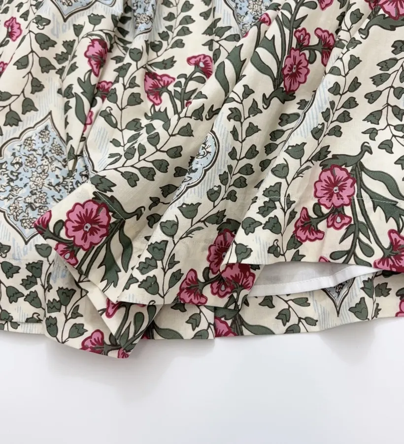 Letter Retro Print Skirt for Women, Elastic Side Tie, Mid-Length in Off-White, product view 12