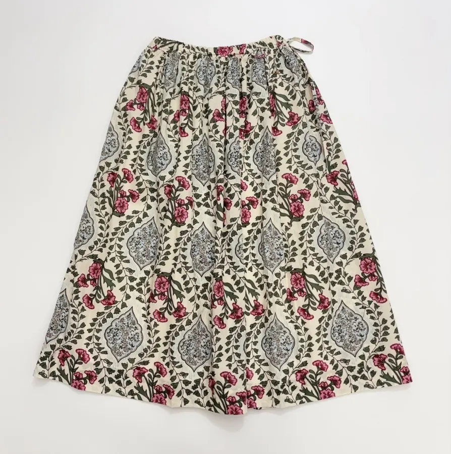 Letter Retro Print Skirt for Women, Elastic Side Tie, Mid-Length in Off-White, product view 13