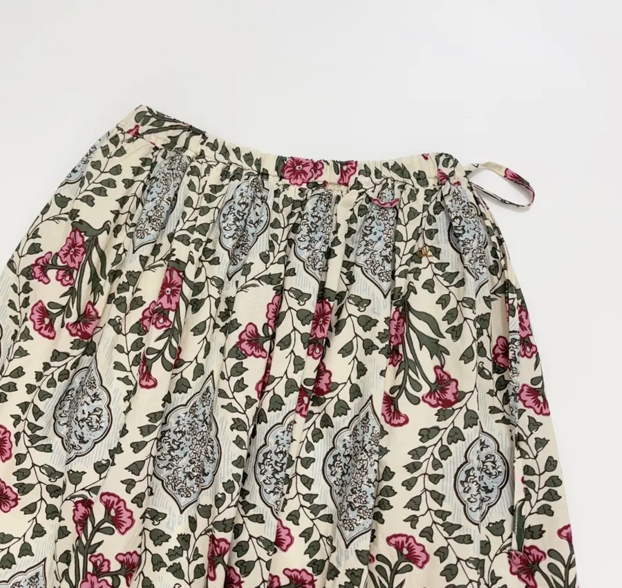 Letter Retro Print Skirt for Women, Elastic Side Tie, Mid-Length in Off-White, product view 14