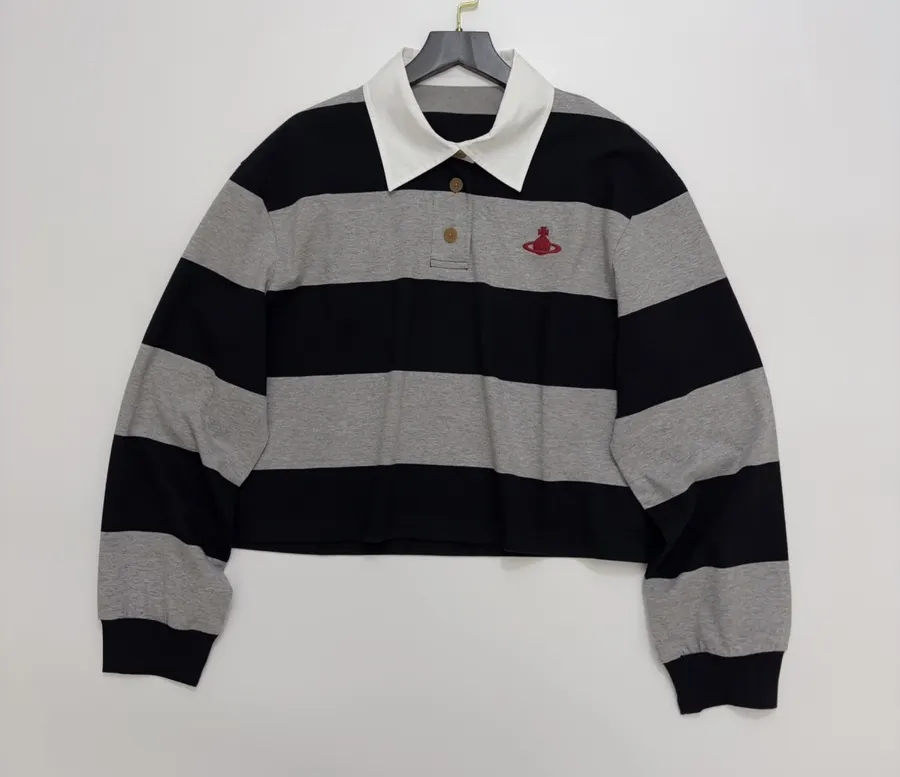 Striped Colorblock Top in Black and Gray, product view 01