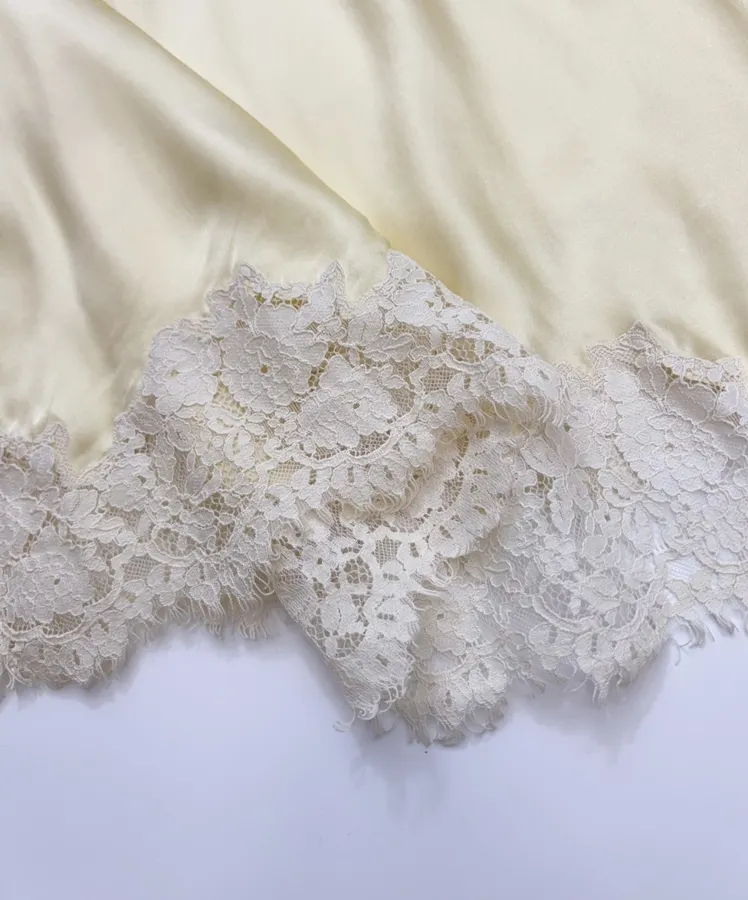 Silk-and-Lace Backless Bow-Tie Sleeveless Maxi Dress in Pale Yellow, product view 13