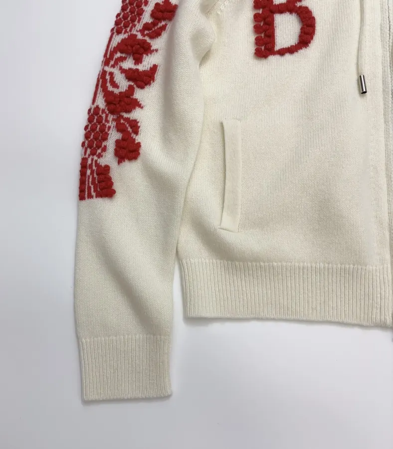 Colorblock Zip-Up Hooded Knit Cardigan in Oatmeal, product view 08