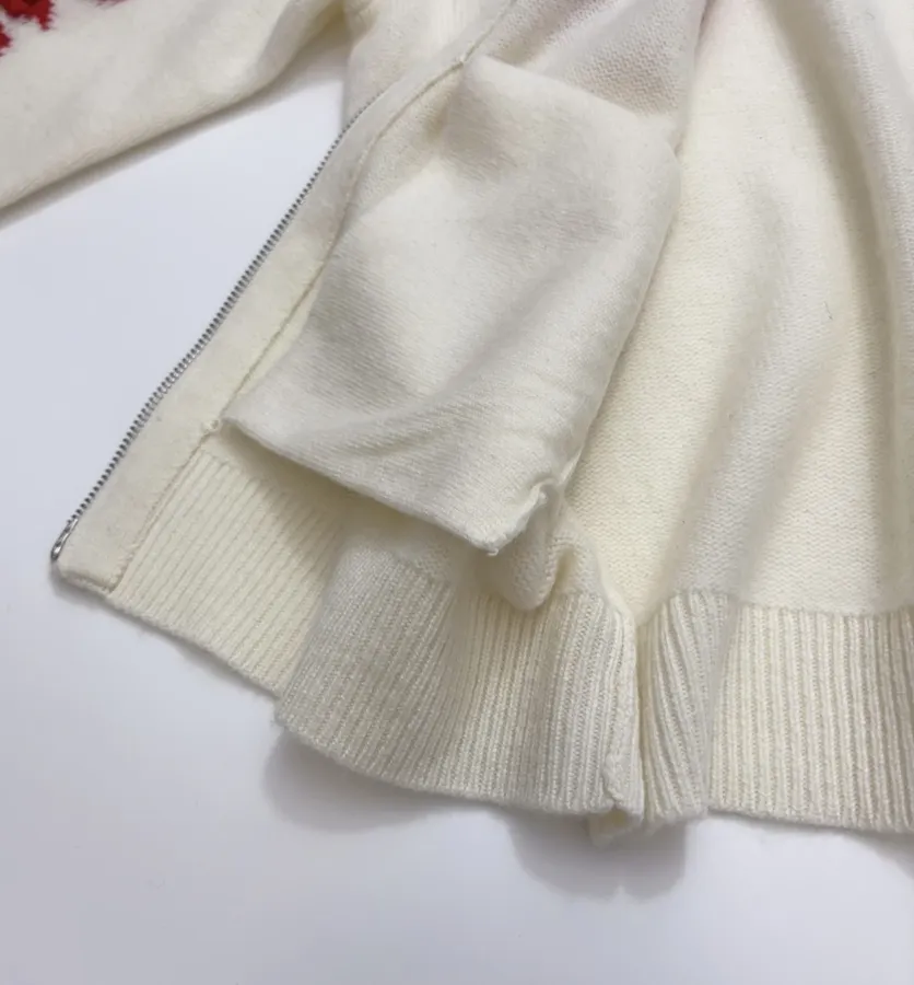 Colorblock Zip-Up Hooded Knit Cardigan in Oatmeal, product view 13