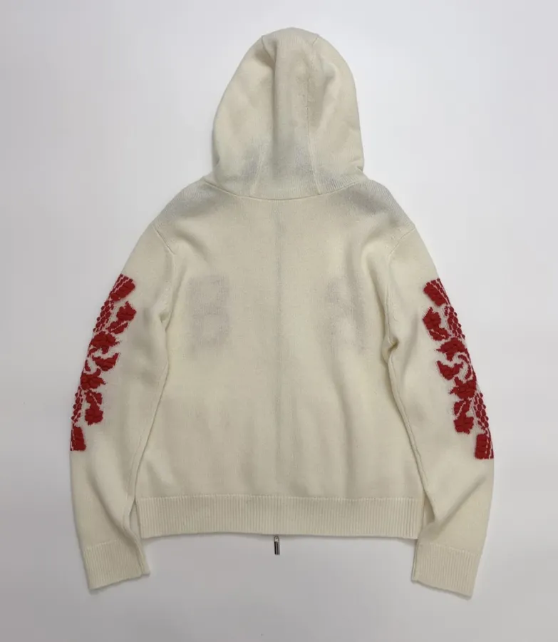 Colorblock Zip-Up Hooded Knit Cardigan in Oatmeal, product view 14