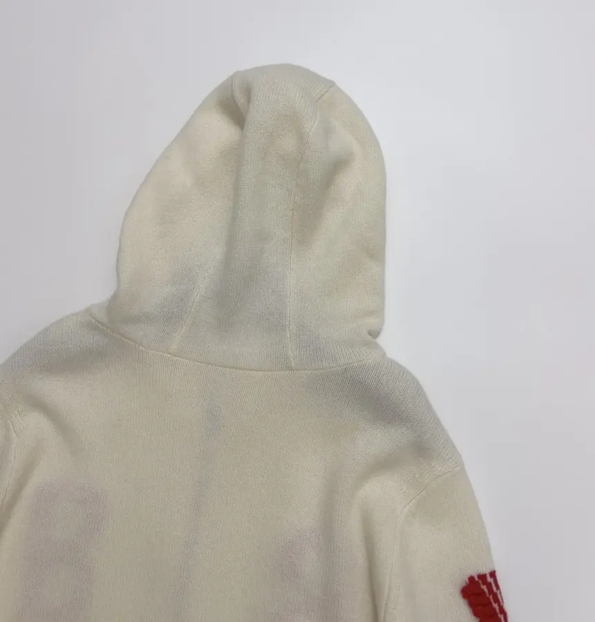 Colorblock Zip-Up Hooded Knit Cardigan in Oatmeal, product view 15