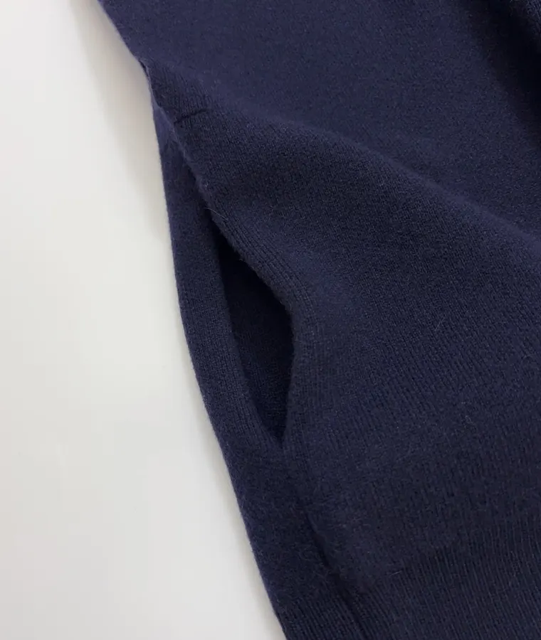 Cashmere-Wool Blend Zip-Up Knit Vest in Navy, product view 09