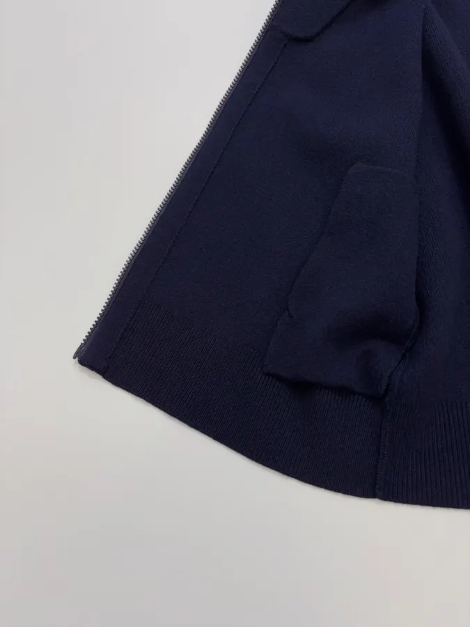 Cashmere-Wool Blend Zip-Up Knit Vest in Navy, product view 12