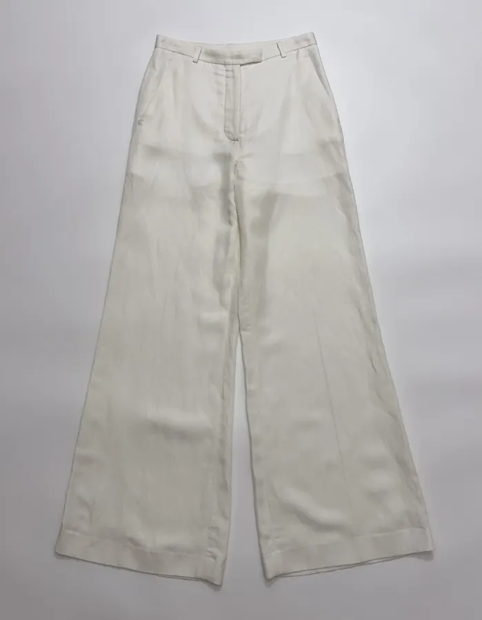Ivory High-Waist Wide-Leg Trousers in Off-White, product view 02