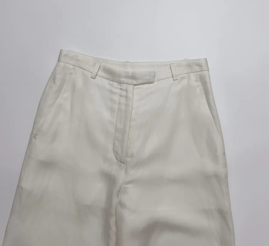 Ivory High-Waist Wide-Leg Trousers in Off-White, product view 03