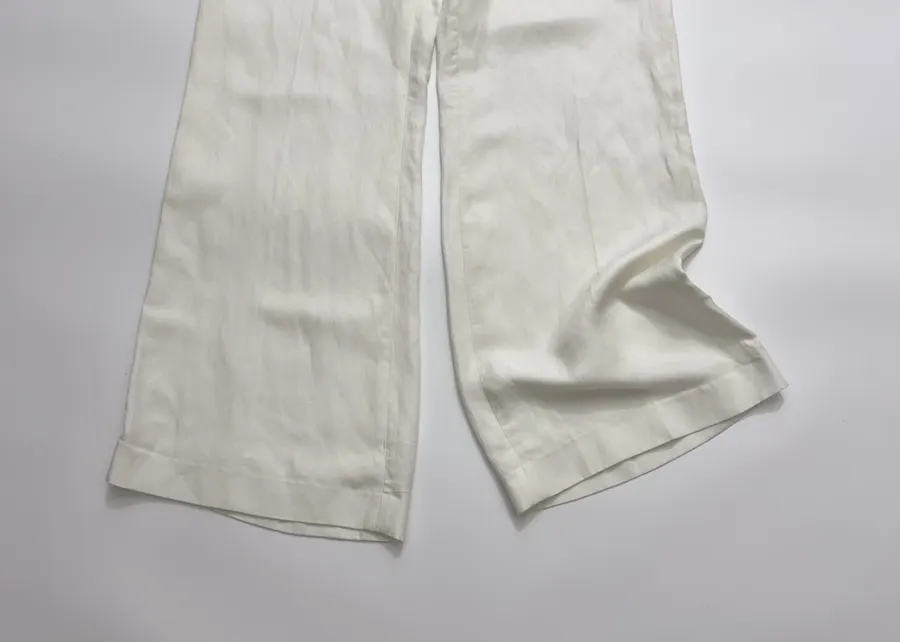 Ivory High-Waist Wide-Leg Trousers in Off-White, product view 09