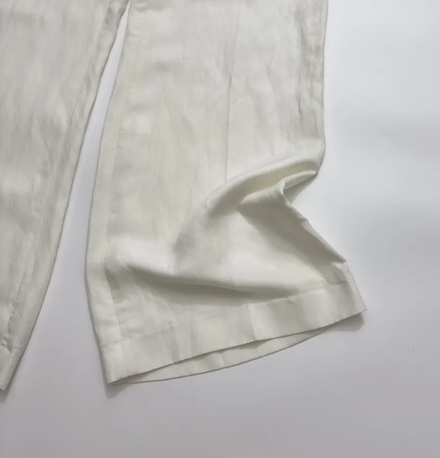 Ivory High-Waist Wide-Leg Trousers in Off-White, product view 10