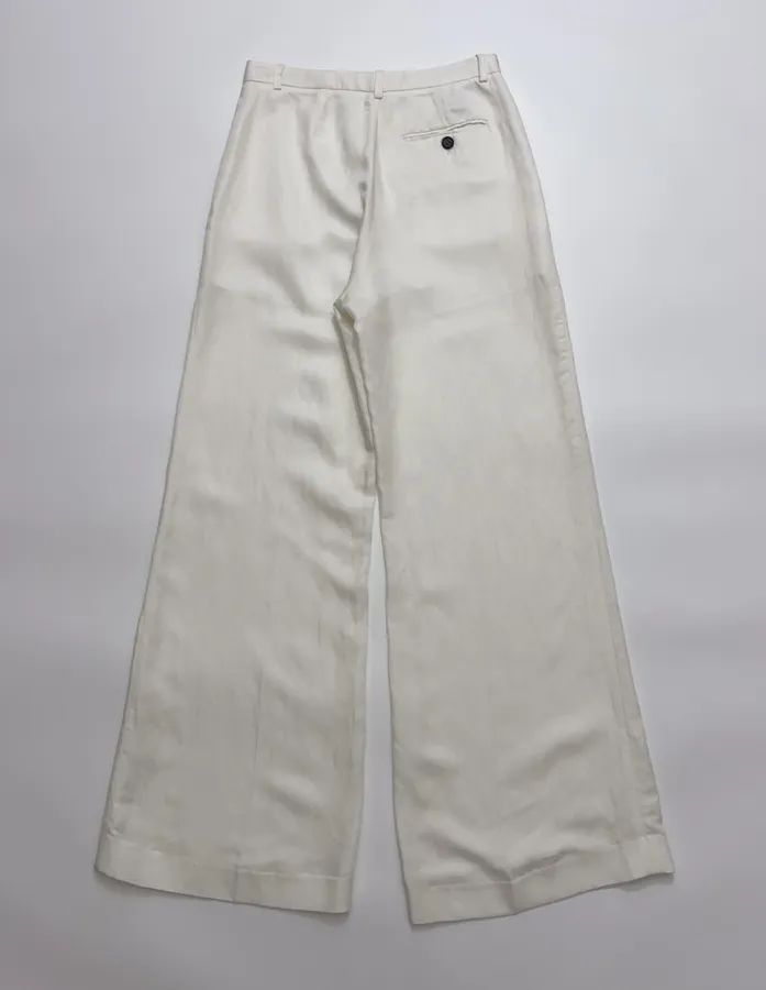 Ivory High-Waist Wide-Leg Trousers in Off-White, product view 15