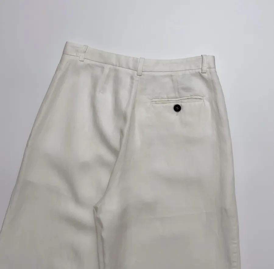 Ivory High-Waist Wide-Leg Trousers in Off-White, product view 16