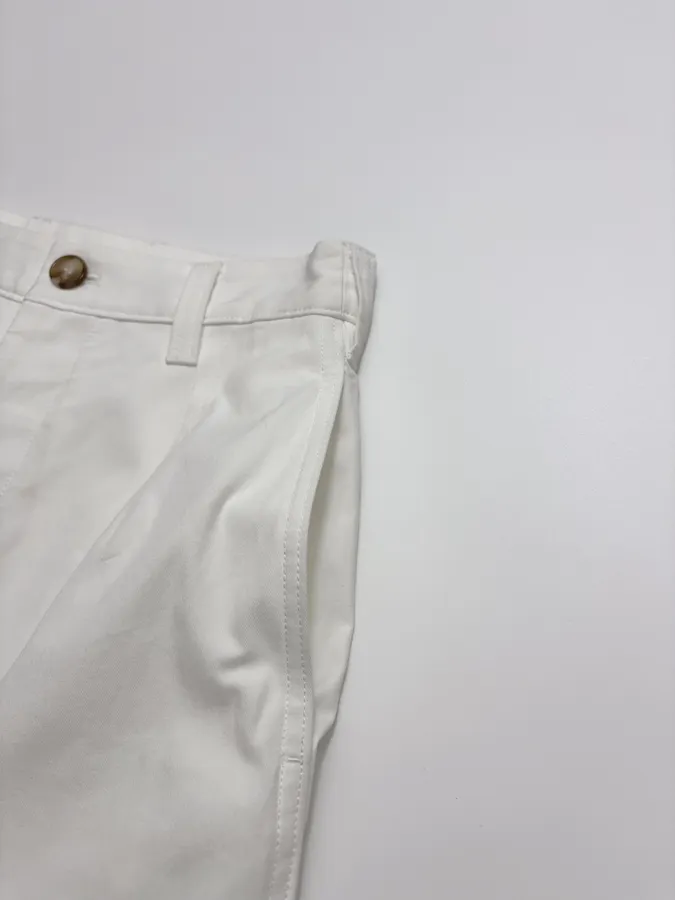 Ivory High-Waist Pleated Tapered Trousers in Off-White, product view 04