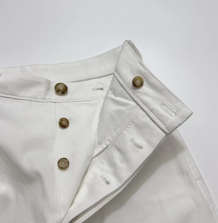 Ivory High-Waist Pleated Tapered Trousers in Off-White, product view 06