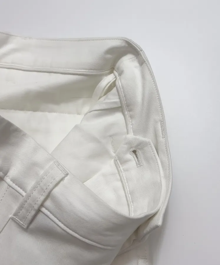 Ivory High-Waist Pleated Tapered Trousers in Off-White, product view 07