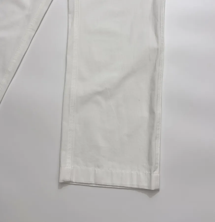 Ivory High-Waist Pleated Tapered Trousers in Off-White, product view 09