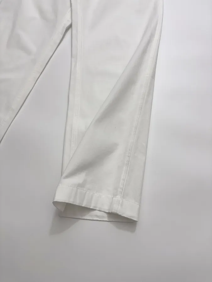 Ivory High-Waist Pleated Tapered Trousers in Off-White, product view 10