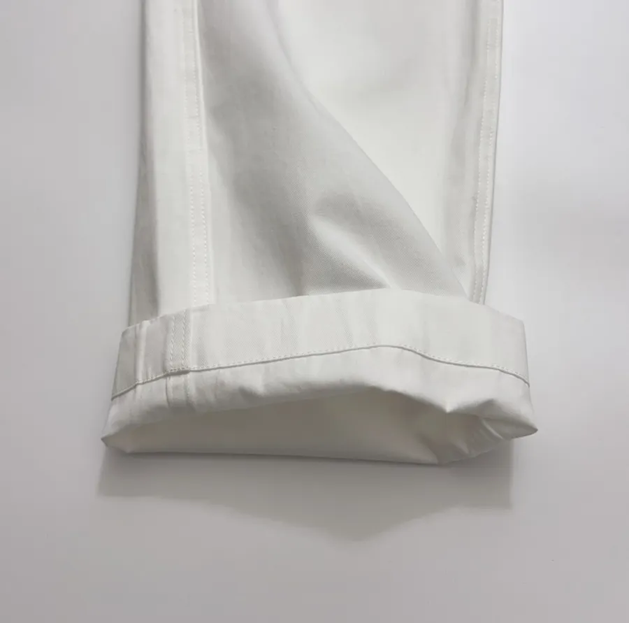 Ivory High-Waist Pleated Tapered Trousers in Off-White, product view 12