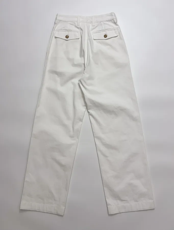 Ivory High-Waist Pleated Tapered Trousers in Off-White, product view 13