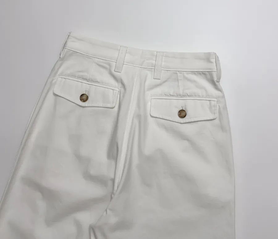 Ivory High-Waist Pleated Tapered Trousers in Off-White, product view 14