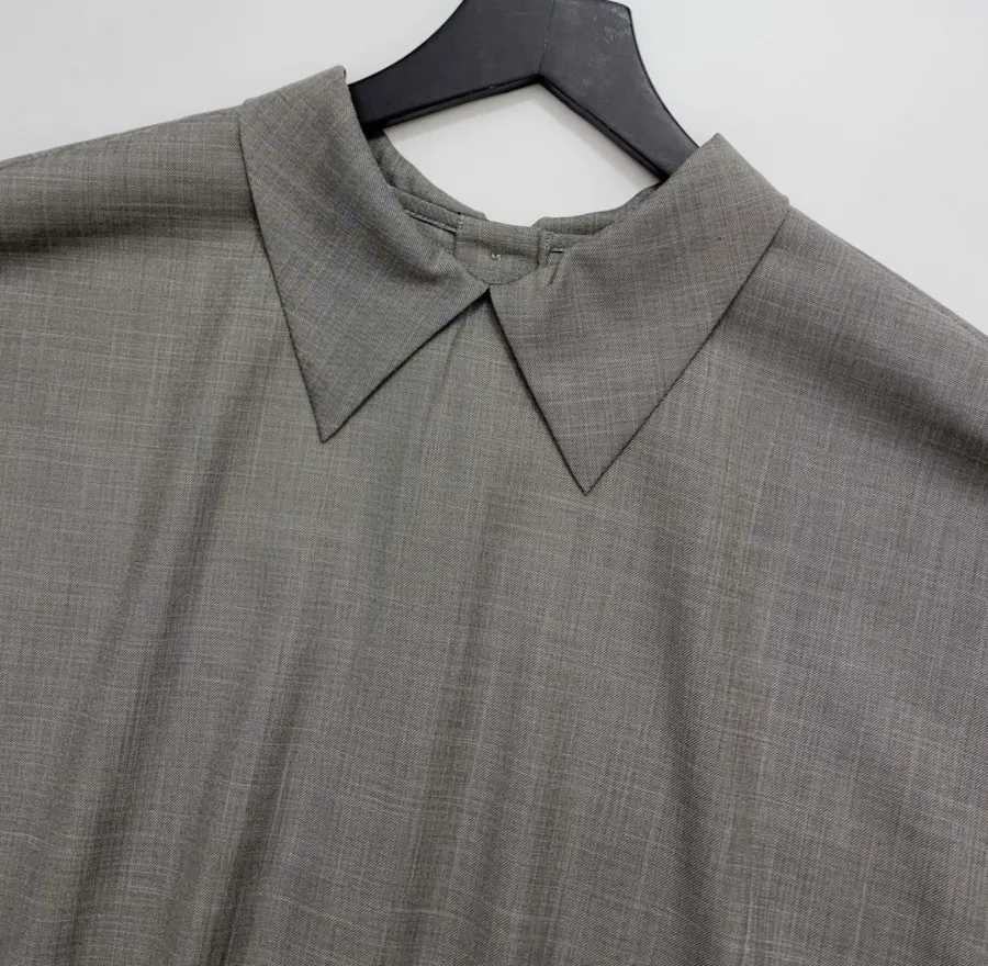 Taupe Sleeveless Collared Knit Top in Gray, product view 07