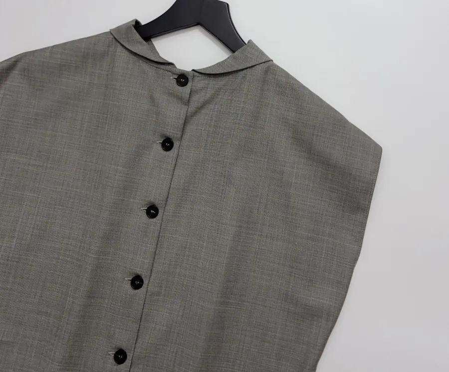 Taupe Sleeveless Collared Knit Top in Gray, product view 15