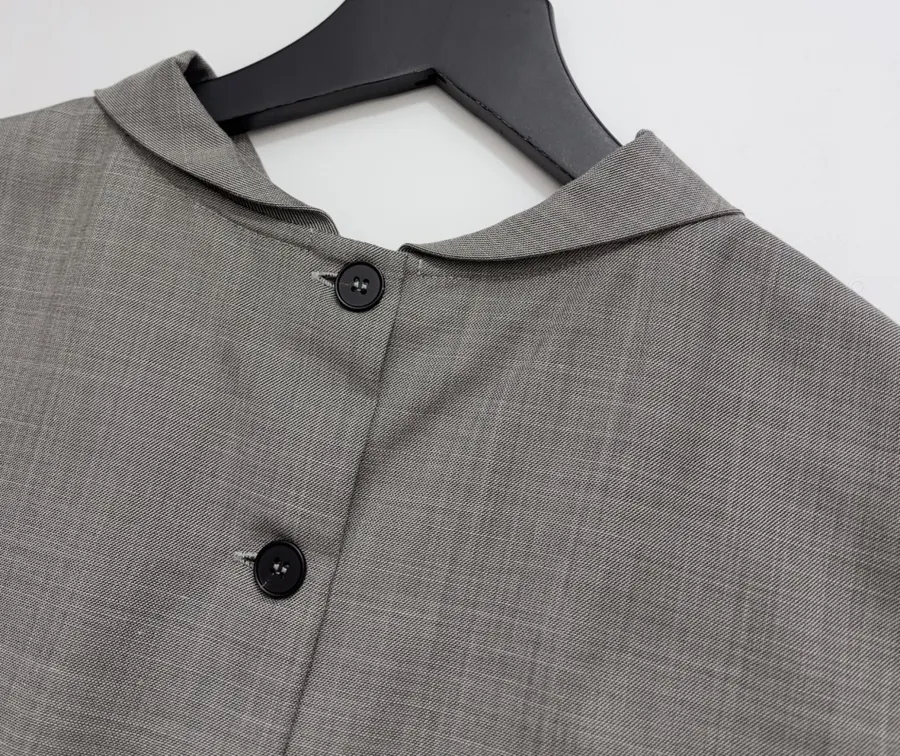 Taupe Sleeveless Collared Knit Top in Gray, product view 16