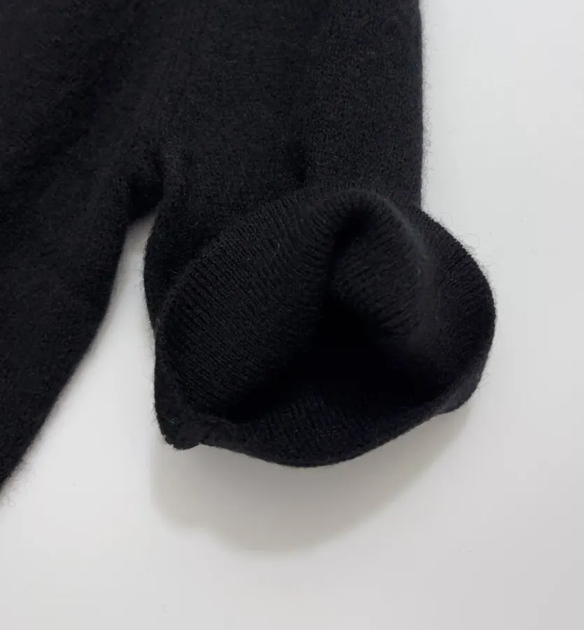Solid Cashmere Collared Short-Sleeve Knit Polo in Navy, product view 06