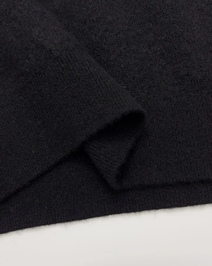 Solid Cashmere Collared Short-Sleeve Knit Polo in Navy, product view 10