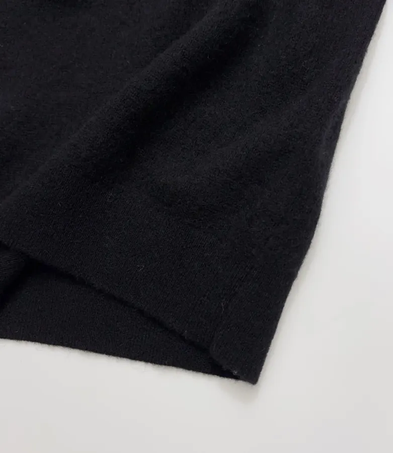 Solid Cashmere Collared Short-Sleeve Knit Polo in Navy, product view 12