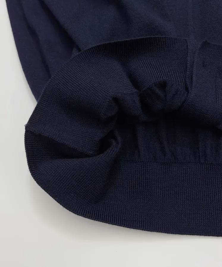 Short-Sleeve Knitted Cardigan, Double Pocket Single-Breasted Thin Wool Knit Top in Navy, product view 08
