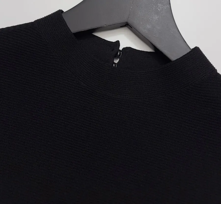 Black Mock-Neck Short-Sleeve Knit Top in Black, product view 08
