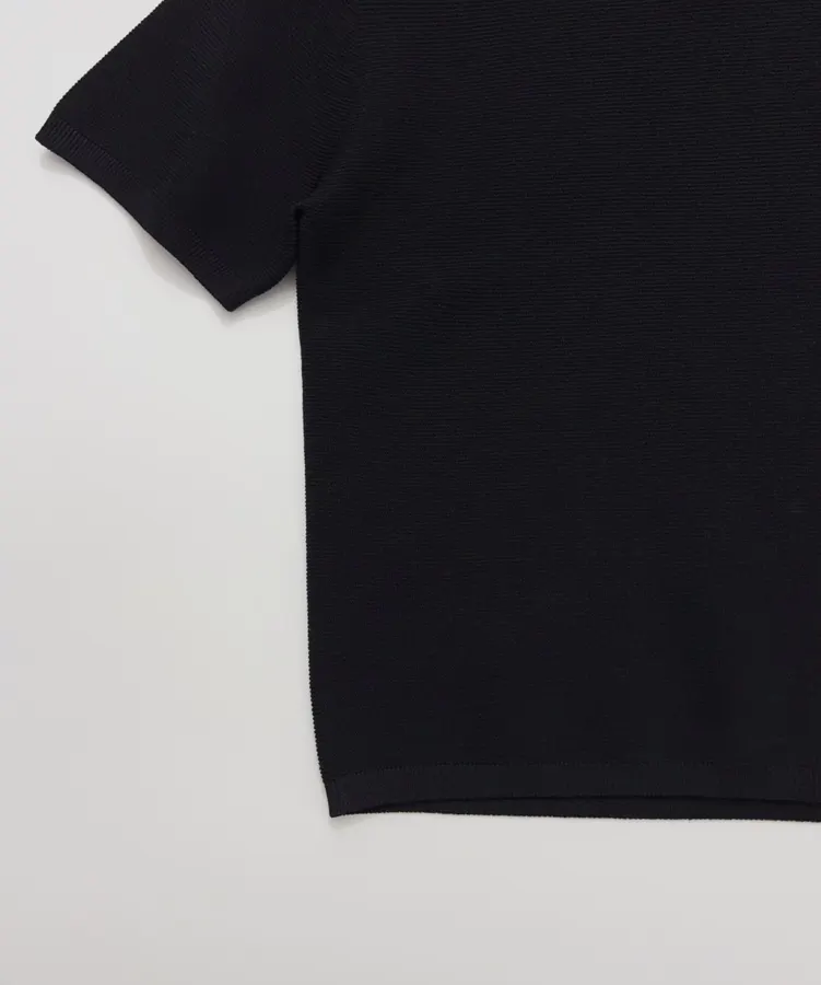 Black Mock-Neck Short-Sleeve Knit Top in Black, product view 12