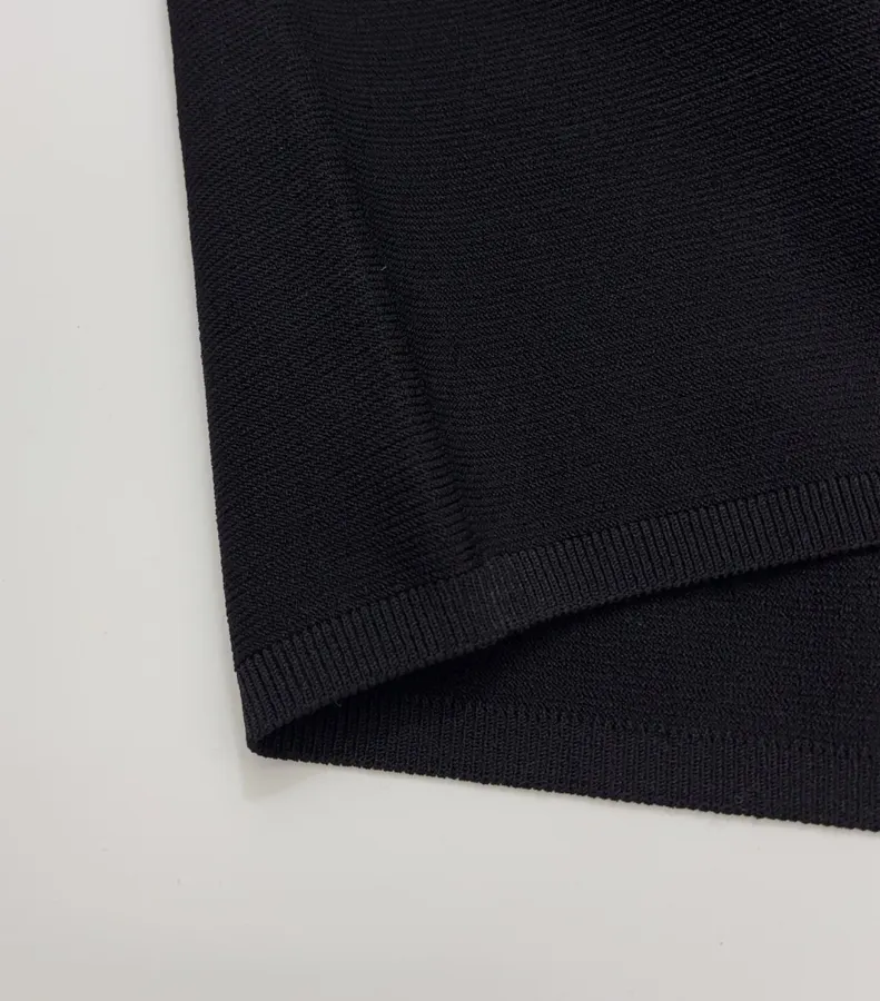 Black Mock-Neck Short-Sleeve Knit Top in Black, product view 13